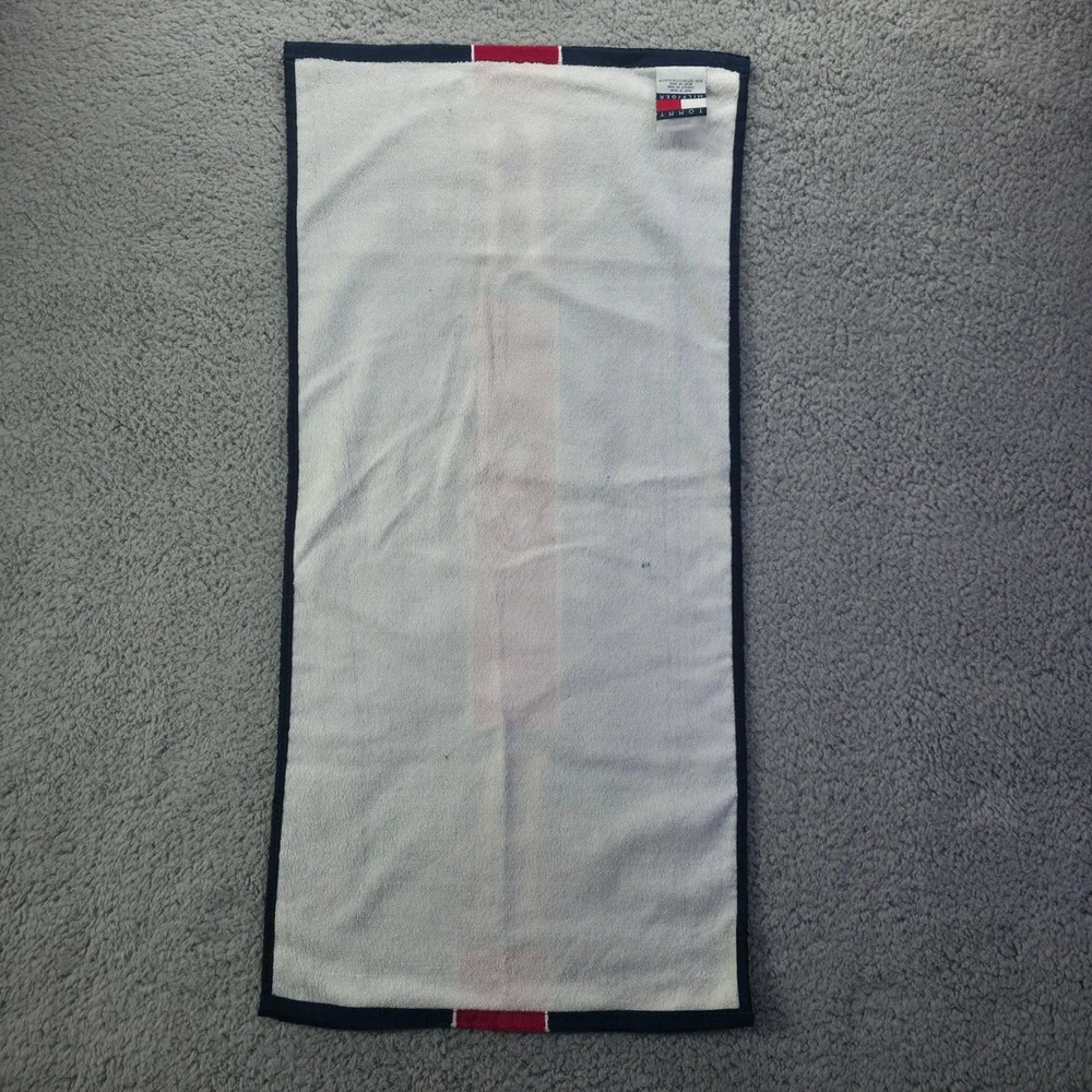 Tommy Hilfiger Navy Blue Red White H Logo Cotton Hand Towel EST 1985